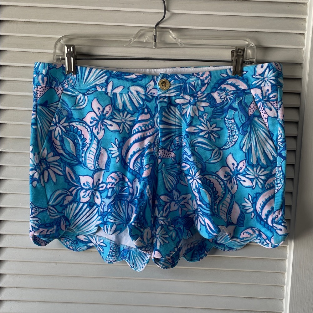 Lilly Pulitzer Blue and Pink Floral High Waist Shorts